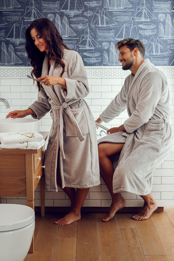 Elen Szlafrok damski polarowy ByShelly - jasny szary