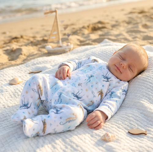 ABN-5450 Sea Of Joy Pajacyk niemowlęcy Nini – bawełna organiczna, zapięcie na napy