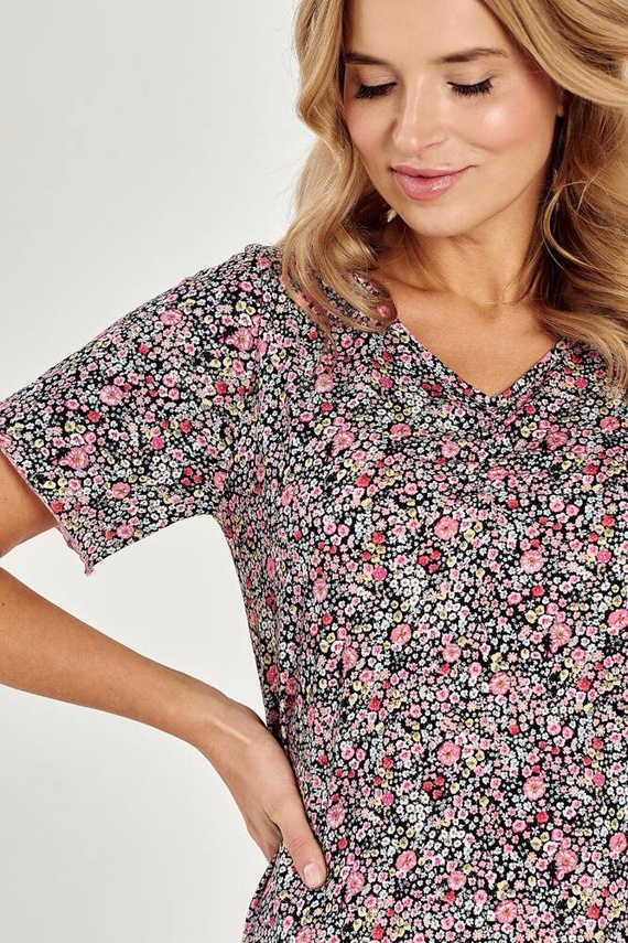 3094 Amara Koszula nocna Taro-czarny kwiaty