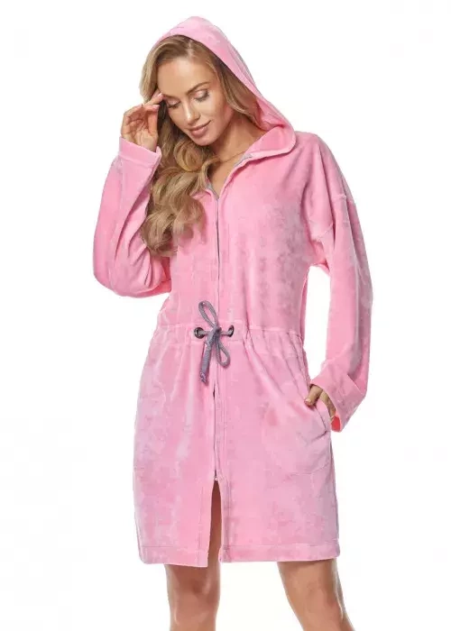 9118 Szlafrok Zapinany Na Zamek L&L- różowy