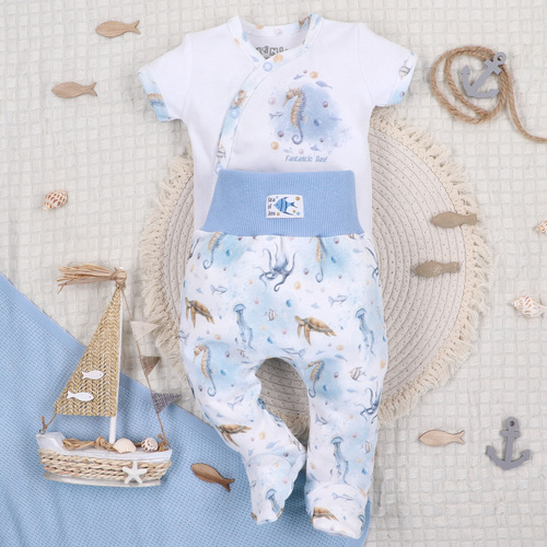 ABN-5444 Sea Of Joy Body kopertowe z krótkim rękawem Nini – bawełna organiczna, dla niemowląt