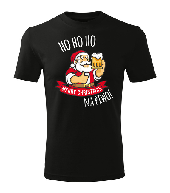 "HO HO HO Na Piwo!" Moocha koszulka męska świąteczna czarny