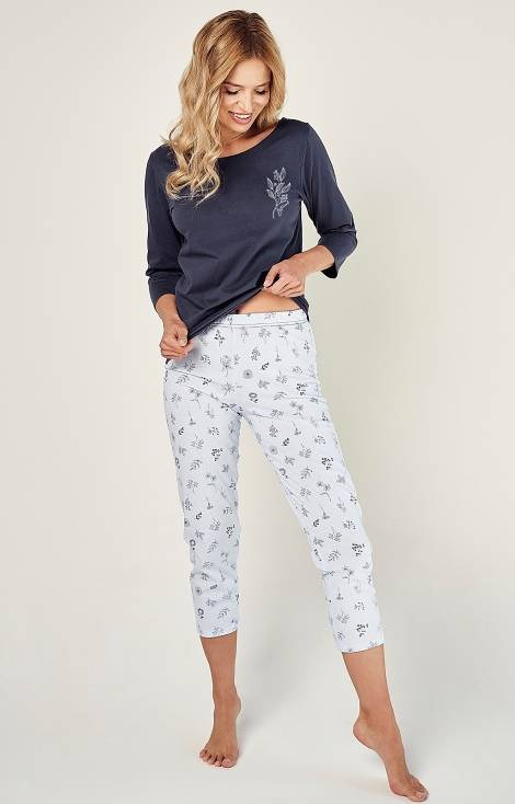 2973 Magnolia Piżama Damska Taro - granatowy