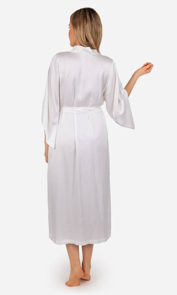 Elizabeth Szlafrok damski satynowy ByShelly - ecru