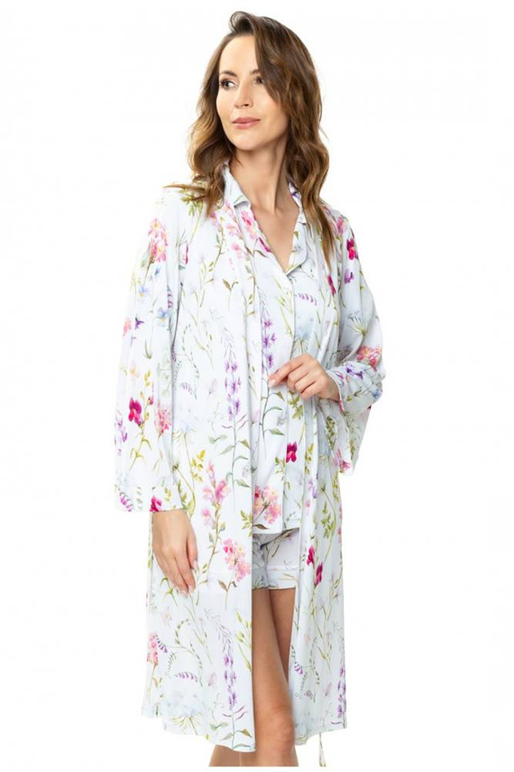 86538 Flores Szlafrok peniuar Mewa druk w kwiaty