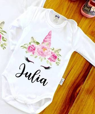 "JEDNOROŻEC z imieniem" Moocha Body długi rękaw biały