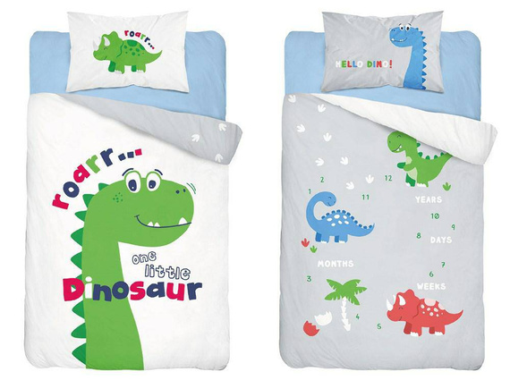 3953 B Mayamoo 105 Pościel bawełniana do łóżeczka dinozaur Detexpol zielony