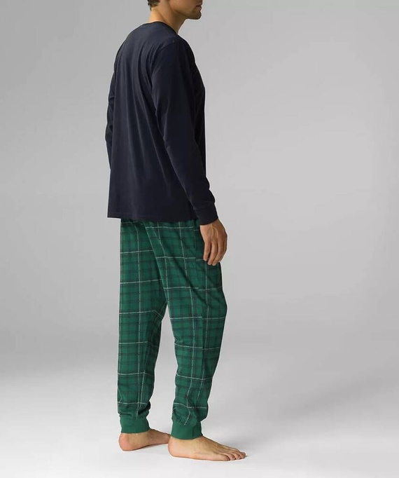 NMP-377 Piżama męska długi rękaw, Atlantic- granatowy zielony