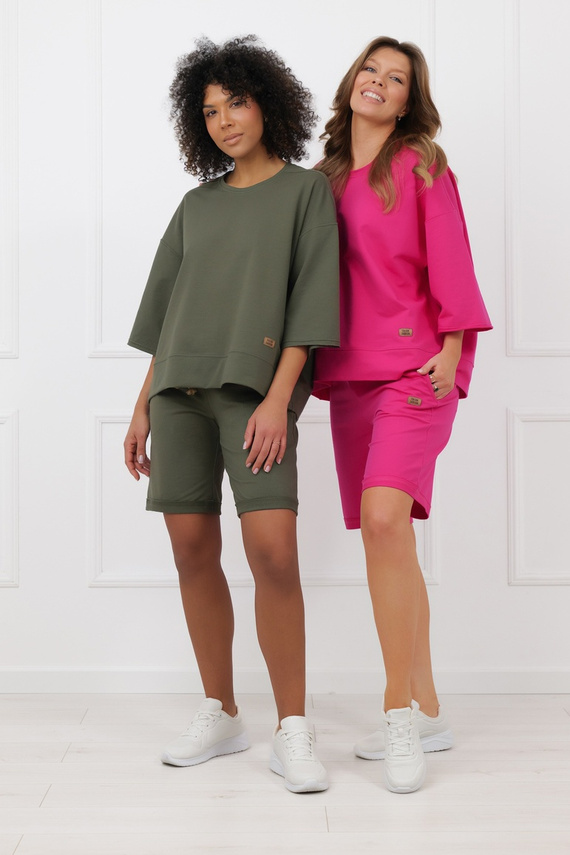 Bluza Kaori Italian Fashion 3/4 rękaw bawełna elastan- fuksja