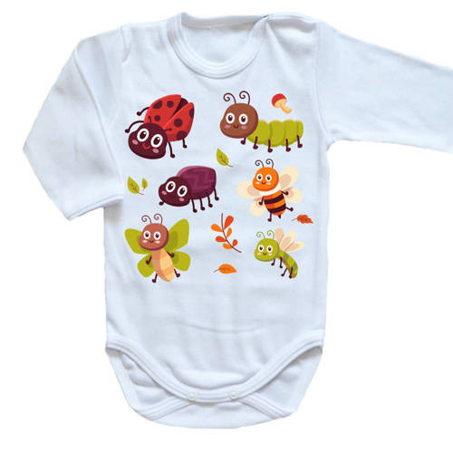 "SŁODKIE OWADY" Moocha Body długi rękaw biały