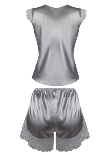 Madison Komplet Piżama Damska satynowa DKaren - srebrny