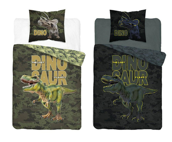 4030 A Fluo 133 Pościel bawełniana świecąca w ciemności dinozaur Detexpol