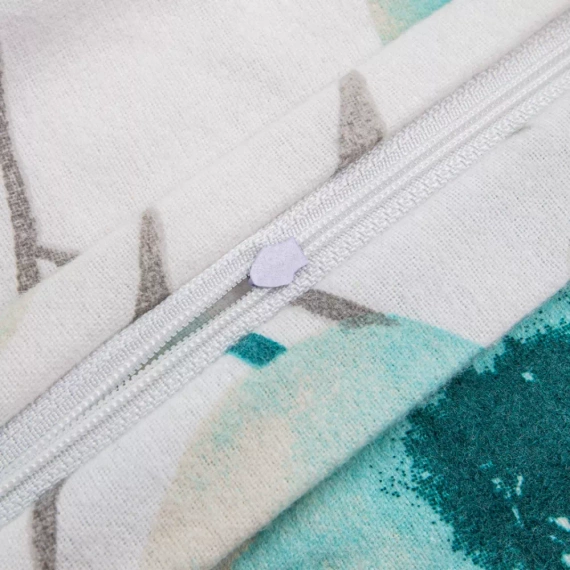 31504/1 Pościel flanelowa kwiaty Darymex biały/turkusowy