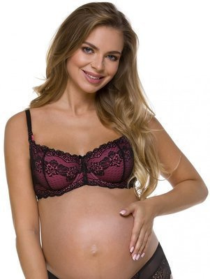 3112 Biustonosz do karmienia Lupoline-czarny-różowy