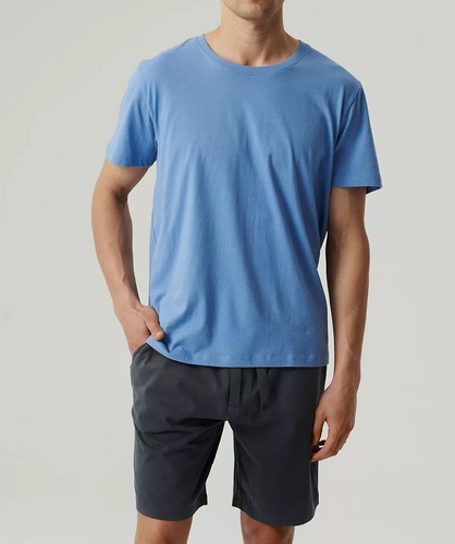 NMP-379  Piżama męska krótki rękaw, Atlantic-niebieski grafitowy