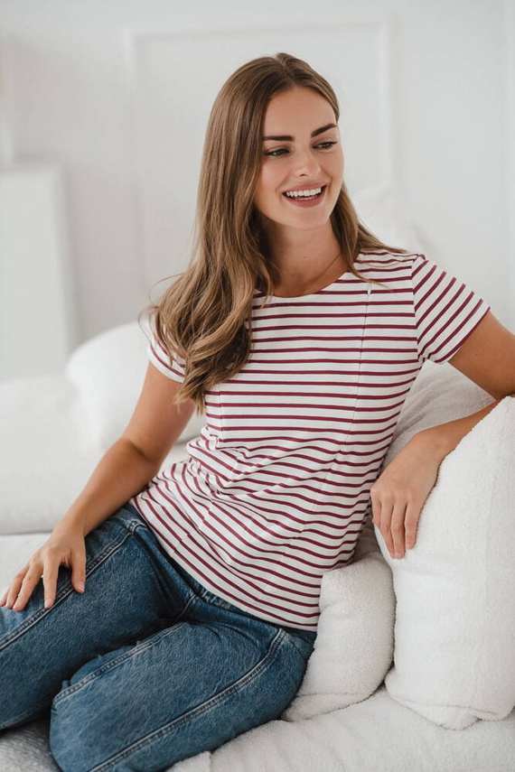 Bluzka do karmienia z krótkim rękawem Milk&Love w paski