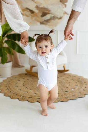 03252GDRM "Bamboo Muslin Girl Milk" Body długi rękaw muślinowe Makoma