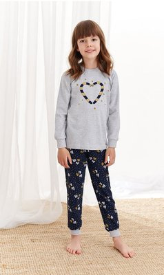 433 , 434 Ada Piżama dla dziewczynki Taro szary jasny-granatowy