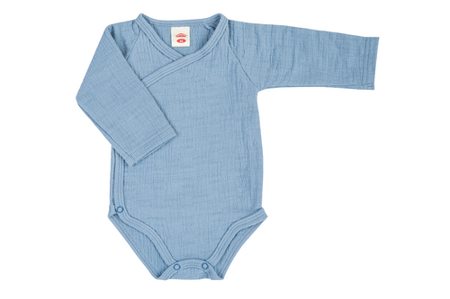 03252B "Just Muslin Blue" Body dzidziuś rozpinane muślinowe Makoma