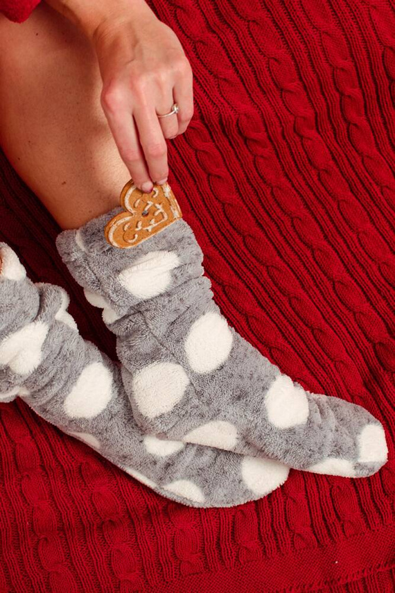 553/554 Wellsoft Gładkie skarpetki do spania De Lafense - szary duże koła