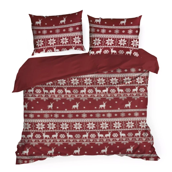 Oslo Pościel świąteczna Eurofirany czerwony – bawełna ranforce, dwustronna
