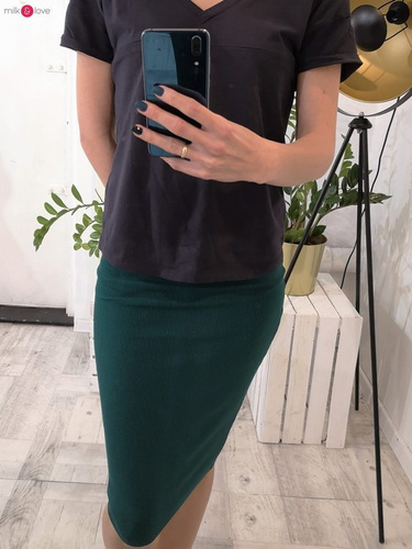 Spódnica ciążowa Tummy z dzianiny w prążki Milk&Love jasny melanż