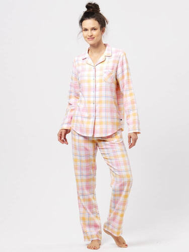 LNS 486 Flanela Bawełniana Piżama Damska Key - różowy