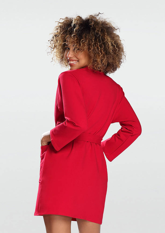 Pola Podomka Szlafrok Damski Dkaren - czerwony