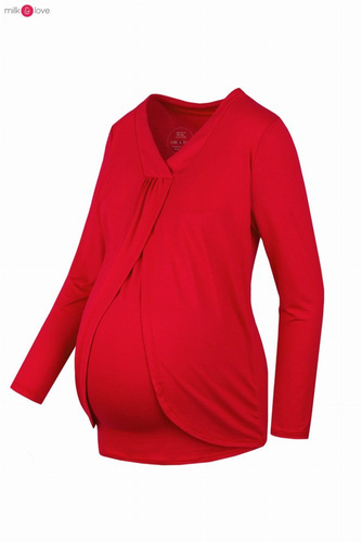 Bluzka ciążowa i do karmienia długi rękaw Buzzy Bee Milk&Love czerwona
