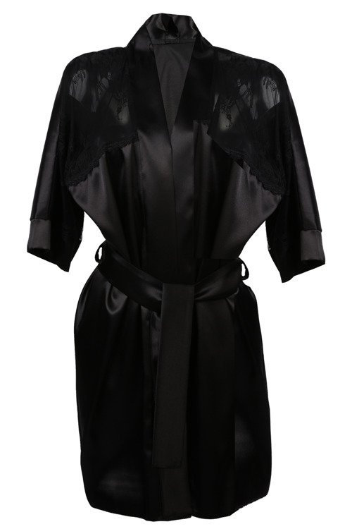 Barbara Podomka Szlafrok Damski Dkaren - czarny