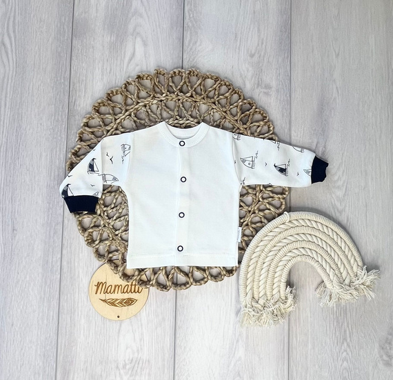 Bawełniany Kaftanik dla Niemowląt Mamatti KA15310 Kwiatki – Zapięcie na Napy