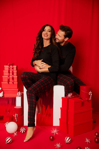 Ordesa Piżama Damska długi rękaw, długie spodnie Italian Fashion - czarny/druk