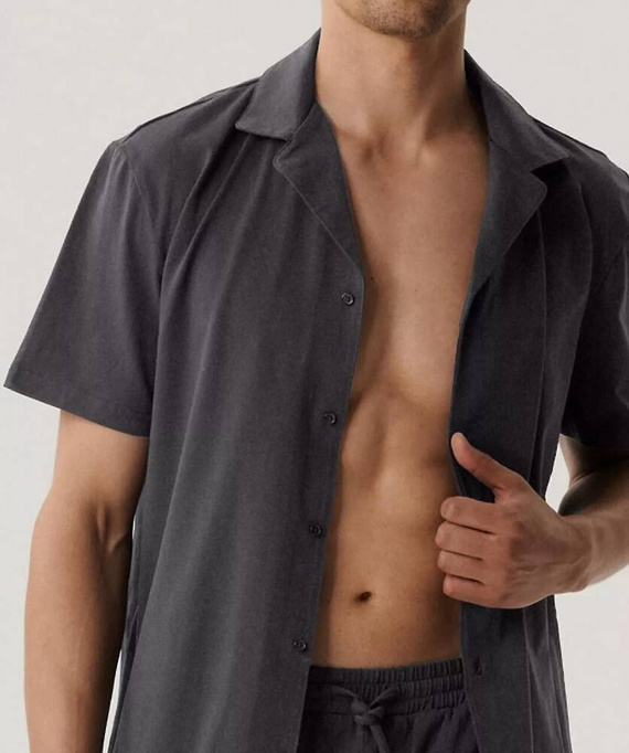 BNMP-003 Piżama męska krótki rękaw, Atlantic-szary