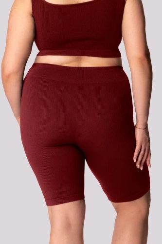 Ribbed spodenki bikery damskie prążek Mona burgund