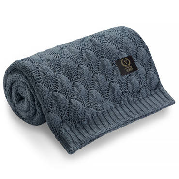 Ażurowy kocyk Shells YOSOY - denim