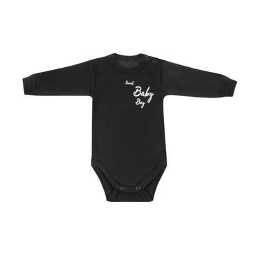 "Black & White" Body z długim rękawem dla chłopca Terjan - czarny