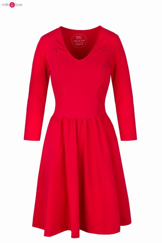 Sukienka do karmienia Just Milk karminowa czerwień rękaw 7/8 Milk&Love