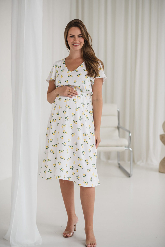 Lovely Dress Midi Milk&Love sukienka ciążowa i do karmienia granatowa w groszki