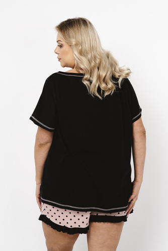 Buscato Piżama Damska krótki rękaw, spodenki Italian Fashion- druk/czarny