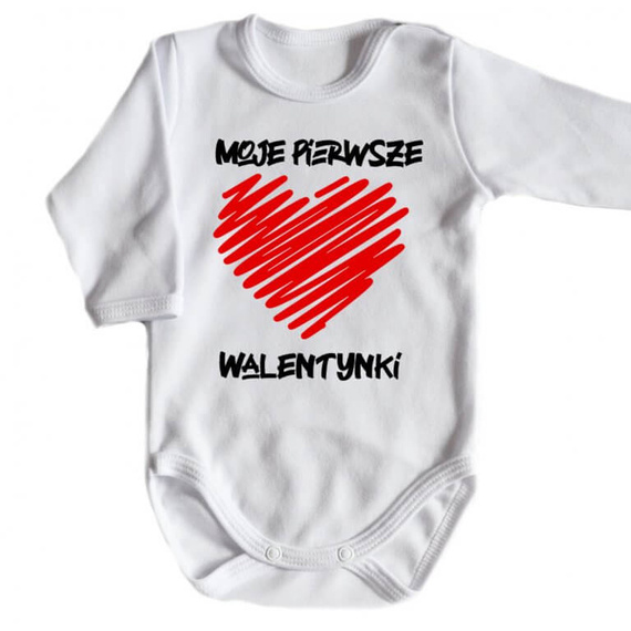 "Moje pierwsze Walentynki" Moocha body długi rękaw czerwony