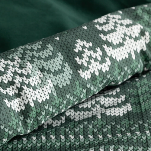 Clover Pościel świąteczna Eurofirany ciemny zielony – bawełna ranforce, dwustronna