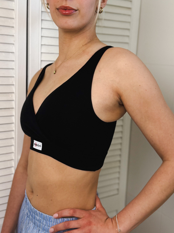 Mombri Klasyk Milk&Love nieprzemakalny biustonosz do karmienia czarny