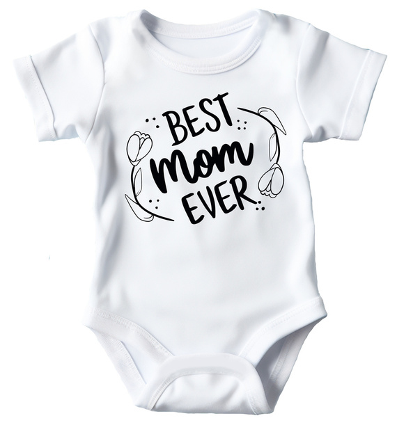 "Best mom ever" Moocha Body krótki rękaw biały