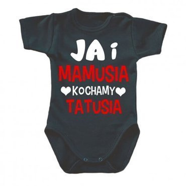 "JA i mamusia kochamy tatusia" Moocha body krótki rękaw czarny