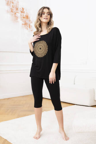 Mandala Piżama Damska Italian Fashion- czarny