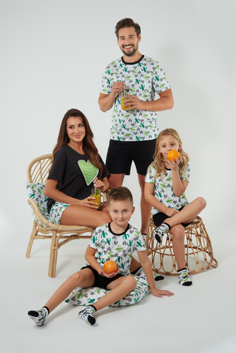 Picos Piżama Damska krótki rękaw i spodenki Italian Fashion - czarny/druk 