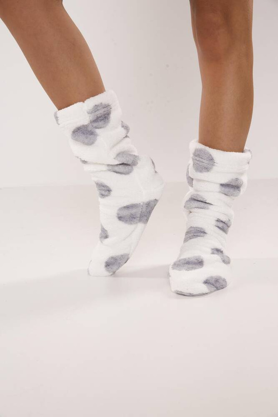 553/554 Wellsoft Gładkie skarpetki do spania De Lafense - ecru duże koła