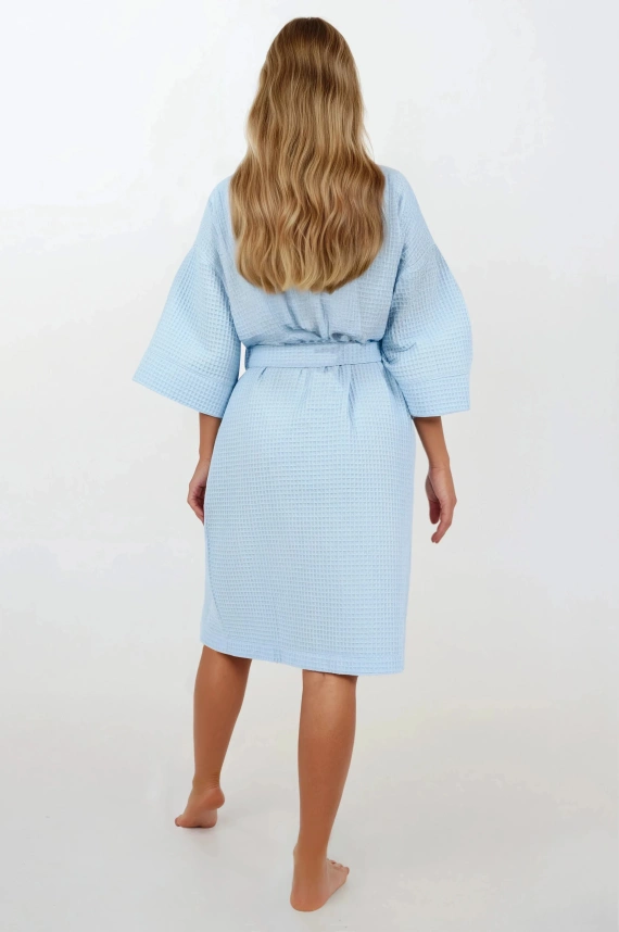 Blue Lady Szlafrok bawełniany Momenti Per Me – rękaw 3/4, szerokie mankiety, 100% bawełna