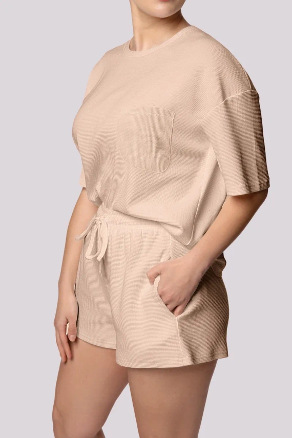 Cozy shortsleeve Piżama damska Mona beżowy