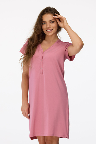 no. 20 Koszula nocna ciążowa Senizo antyczny róż– bawełna 100%, krótki rękaw, napy do karmienia